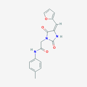 molecular formula C17H15N3O4 B286249 2-[4-(2-furylmethylene)-2,5-dioxoimidazolidin-1-yl]-N-(4-methylphenyl)acetamide 