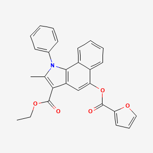 molecular formula C27H21NO5 B2862499 ethyl 5-((furan-2-carbonyl)oxy)-2-methyl-1-phenyl-1H-benzo[g]indole-3-carboxylate CAS No. 392244-37-0