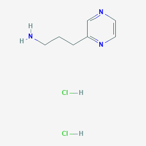 molecular formula C7H13Cl2N3 B2862501 3-Pyrazin-2-ylpropan-1-amine;dihydrochloride CAS No. 2361643-53-8