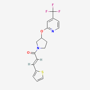 molecular formula C17H15F3N2O2S B2862512 (E)-3-(噻吩-2-基)-1-(3-((4-(三氟甲基)吡啶-2-基)氧基)吡咯烷-1-基)丙-2-烯-1-酮 CAS No. 2035001-07-9