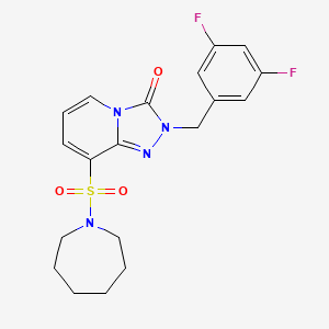 molecular formula C19H20F2N4O3S B2862513 N-{4-[(1-乙基[1,2,4]三唑并[4,3-a]喹喔啉-4-基)氧基]苯基}环己烷甲酰胺 CAS No. 1251600-69-7