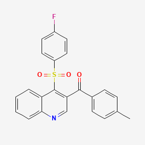 molecular formula C23H16FNO3S B2862514 (4-((4-氟苯基)磺酰基)喹啉-3-基)(对甲苯基)甲酮 CAS No. 895647-52-6