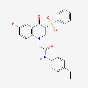 molecular formula C25H21FN2O4S B2862518 N-(4-ethylphenyl)-2-(6-fluoro-4-oxo-3-(phenylsulfonyl)quinolin-1(4H)-yl)acetamide CAS No. 902584-86-5