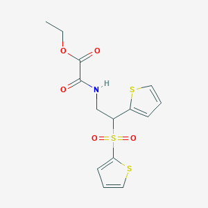 Ethyl 2-oxo-2-((2-(thiophen-2-yl)-2-(thiophen-2-ylsulfonyl)ethyl)amino)acetate