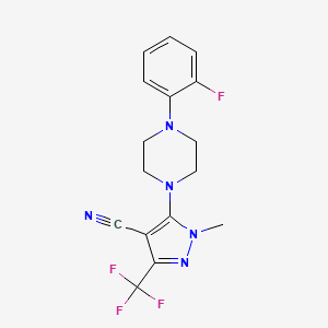 molecular formula C16H15F4N5 B2862530 5-[4-(2-fluorophenyl)piperazino]-1-methyl-3-(trifluoromethyl)-1H-pyrazole-4-carbonitrile CAS No. 324009-07-6