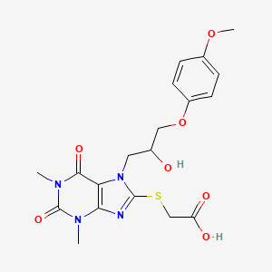 2-((7-(2-hydroxy-3-(4-methoxyphenoxy)propyl)-1,3-dimethyl-2,6-dioxo-2,3,6,7-tetrahydro-1H-purin-8-yl)thio)acetic acid