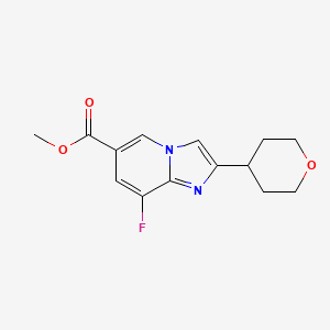 molecular formula C14H15FN2O3 B2862536 8-氟-2-(氧杂-4-基)咪唑并[1,2-a]吡啶-6-甲酸甲酯 CAS No. 2470439-49-5