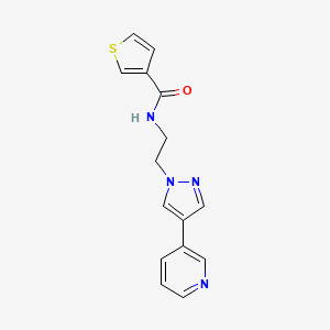 molecular formula C15H14N4OS B2862542 N-{2-[4-(吡啶-3-基)-1H-吡唑-1-基]乙基}噻吩-3-甲酰胺 CAS No. 2097865-27-3