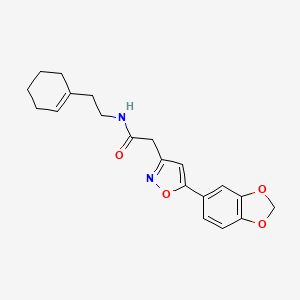 molecular formula C20H22N2O4 B2862547 2-(5-(benzo[d][1,3]dioxol-5-yl)isoxazol-3-yl)-N-(2-(cyclohex-1-en-1-yl)ethyl)acetamide CAS No. 1105244-59-4
