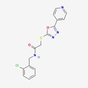 molecular formula C16H13ClN4O2S B2862551 N-(2-chlorobenzyl)-2-((5-(pyridin-4-yl)-1,3,4-oxadiazol-2-yl)thio)acetamide CAS No. 721406-24-2