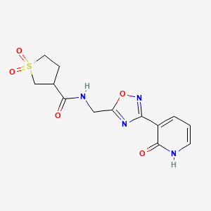molecular formula C13H14N4O5S B2862558 N-((3-(2-oxo-1,2-dihydropyridin-3-yl)-1,2,4-oxadiazol-5-yl)methyl)tetrahydrothiophene-3-carboxamide 1,1-dioxide CAS No. 1903247-66-4