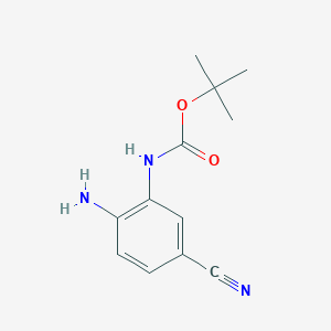 molecular formula C12H15N3O2 B2862569 tert-butyl N-(2-amino-5-cyanophenyl)carbamate CAS No. 1824298-66-9