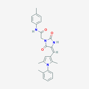 molecular formula C26H26N4O3 B286257 2-(4-{[2,5-dimethyl-1-(2-methylphenyl)-1H-pyrrol-3-yl]methylene}-2,5-dioxo-1-imidazolidinyl)-N-(4-methylphenyl)acetamide 