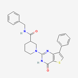 molecular formula C25H24N4O2S B2862573 N-苄基-1-(4-氧代-7-苯基-3,4-二氢噻吩并[3,2-d]嘧啶-2-基)哌啶-3-甲酰胺 CAS No. 1243035-33-7