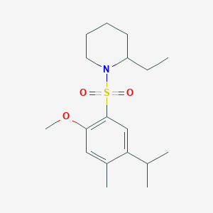 2-Ethyl-1-[2-methoxy-4-methyl-5-(propan-2-yl)benzenesulfonyl]piperidine
