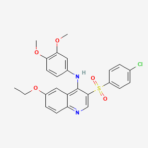 molecular formula C25H23ClN2O5S B2862588 3-((4-chlorophenyl)sulfonyl)-N-(3,4-dimethoxyphenyl)-6-ethoxyquinolin-4-amine CAS No. 895643-13-7