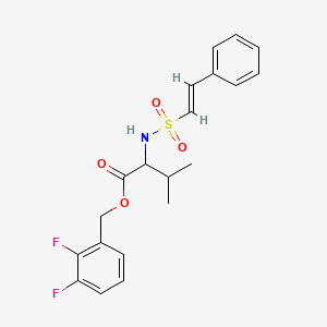 molecular formula C20H21F2NO4S B2862601 (2,3-二氟苯基)甲基 3-甲基-2-[[(E)-2-苯乙烯基]磺酰氨基]丁酸酯 CAS No. 1492032-78-6