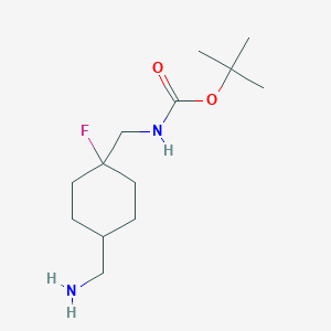 molecular formula C13H25FN2O2 B2862603 叔丁基 N-[[4-(氨基甲基)-1-氟环己基]甲基]氨基甲酸酯 CAS No. 2377035-19-1