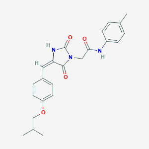 molecular formula C23H25N3O4 B286261 2-[4-(4-isobutoxybenzylidene)-2,5-dioxo-1-imidazolidinyl]-N-(4-methylphenyl)acetamide 