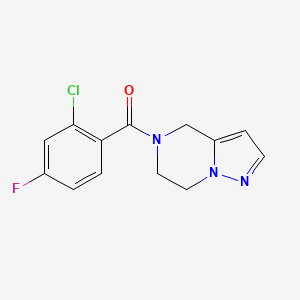 molecular formula C13H11ClFN3O B2862612 (2-chloro-4-fluorophenyl)(6,7-dihydropyrazolo[1,5-a]pyrazin-5(4H)-yl)methanone CAS No. 2034237-64-2