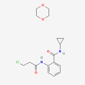 molecular formula C17H23ClN2O4 B2862614 1,4-二噁烷，2-(3-氯丙酰胺)-N-环丙基苯甲酰胺 CAS No. 2126161-23-5