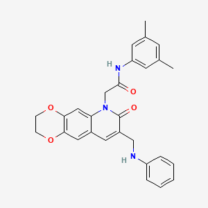 molecular formula C28H27N3O4 B2862616 2-[8-(苯胺甲基)-7-氧代-2,3-二氢[1,4]二噁杂环[2,3-g]喹啉-6(7H)-基]-N-(3,5-二甲苯基)乙酰胺 CAS No. 894550-95-9