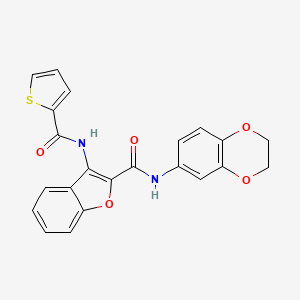 N-(2,3-dihydrobenzo[b][1,4]dioxin-6-yl)-3-(thiophene-2-carboxamido)benzofuran-2-carboxamide