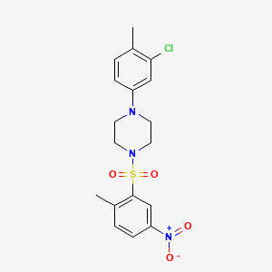 1-(3-Chloro-4-methylphenyl)-4-(2-methyl-5-nitrobenzenesulfonyl)piperazine
