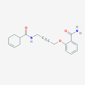 molecular formula C18H20N2O3 B2862633 2-((4-(Cyclohex-3-enecarboxamido)but-2-yn-1-yl)oxy)benzamide CAS No. 1448047-27-5