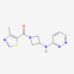 molecular formula C12H13N5OS B2862634 N-[1-(4-methyl-1,3-thiazole-5-carbonyl)azetidin-3-yl]pyridazin-3-amine CAS No. 2097862-82-1