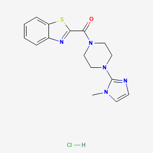 molecular formula C16H18ClN5OS B2862636 苯并[d]噻唑-2-基(4-(1-甲基-1H-咪唑-2-基)哌嗪-1-基)甲苯酮盐酸盐 CAS No. 1351619-85-6