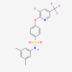 molecular formula C20H16ClF3N2O3S B2862642 4-((3-chloro-5-(trifluoromethyl)-2-pyridinyl)oxy)-N-(3,5-dimethylphenyl)benzenesulfonamide CAS No. 338775-29-4