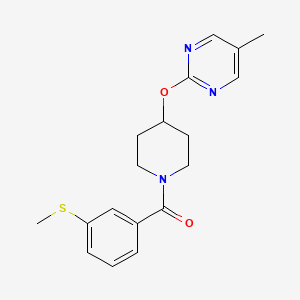molecular formula C18H21N3O2S B2862645 [4-(5-Methylpyrimidin-2-yl)oxypiperidin-1-yl]-(3-methylsulfanylphenyl)methanone CAS No. 2380077-78-9