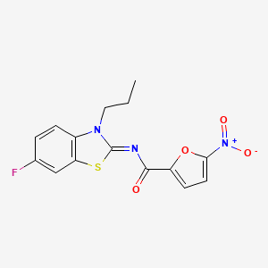 molecular formula C15H12FN3O4S B2862646 N-(6-fluoro-3-propyl-1,3-benzothiazol-2-ylidene)-5-nitrofuran-2-carboxamide CAS No. 897498-55-4
