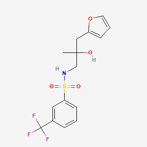 molecular formula C15H16F3NO4S B2862649 N-(3-(furan-2-yl)-2-hydroxy-2-methylpropyl)-3-(trifluoromethyl)benzenesulfonamide CAS No. 1795297-35-6