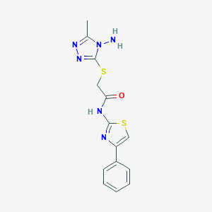 molecular formula C14H14N6OS2 B286265 2-[(4-amino-5-methyl-4H-1,2,4-triazol-3-yl)sulfanyl]-N-(4-phenyl-1,3-thiazol-2-yl)acetamide 