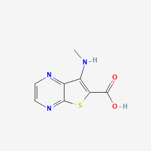 molecular formula C8H7N3O2S B2862652 7-(Methylamino)thieno[2,3-b]pyrazine-6-carboxylic acid CAS No. 1351238-08-8