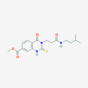 molecular formula C18H23N3O4S B2862653 3-(3-(异戊氨基)-3-氧代丙基)-4-氧代-2-硫代-1,2,3,4-四氢喹唑啉-7-甲酸甲酯 CAS No. 946330-05-8