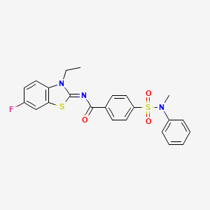 molecular formula C23H20FN3O3S2 B2862661 N-(3-乙基-6-氟-1,3-苯并噻唑-2-亚甲基)-4-[甲基(苯基)磺酰基]苯甲酰胺 CAS No. 850910-37-1