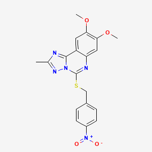 molecular formula C19H17N5O4S B2862664 8,9-Dimethoxy-2-methyl-5-[(4-nitrobenzyl)thio][1,2,4]triazolo[1,5-c]quinazoline CAS No. 902593-39-9