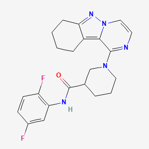 molecular formula C22H23F2N5O B2862683 N-(2,5-Difluorophenyl)-1-(7,8,9,10-tetrahydropyrazino[1,2-b]indazol-1-yl)piperidine-3-carboxamide CAS No. 2415623-48-0