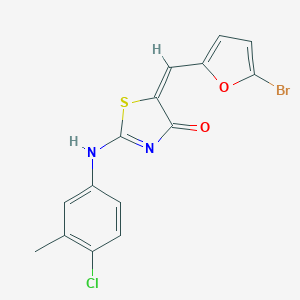 molecular formula C15H10BrClN2O2S B286270 (5E)-5-[(5-bromofuran-2-yl)methylidene]-2-(4-chloro-3-methylanilino)-1,3-thiazol-4-one 
