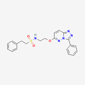 molecular formula C21H21N5O3S B2862703 2-phenyl-N-(2-((3-phenyl-[1,2,4]triazolo[4,3-b]pyridazin-6-yl)oxy)ethyl)ethanesulfonamide CAS No. 1021051-22-8