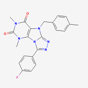 molecular formula C22H19FN6O2 B2862707 8-(4-氟苯基)-1,3-二甲基-5-[(4-甲苯基)甲基]嘌呤[8,9-c][1,2,4]三唑-2,4-二酮 CAS No. 921883-80-9