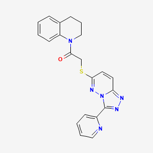 molecular formula C21H18N6OS B2862713 1-(3,4-dihydro-2H-quinolin-1-yl)-2-[(3-pyridin-2-yl-[1,2,4]triazolo[4,3-b]pyridazin-6-yl)sulfanyl]ethanone CAS No. 868967-20-8