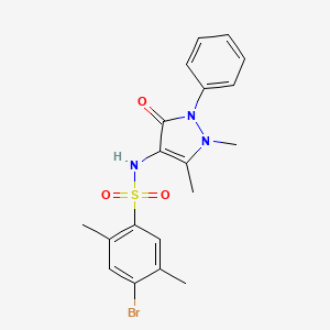 molecular formula C19H20BrN3O3S B2862729 4-Bromo-N-(1,5-dimethyl-3-oxo-2-phenylpyrazol-4-yl)-2,5-dimethylbenzenesulfonamide CAS No. 2361684-03-7