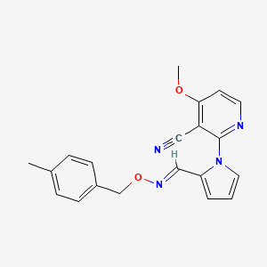 molecular formula C20H18N4O2 B2862735 4-methoxy-2-{2-[(1E)-{[(4-methylphenyl)methoxy]imino}methyl]-1H-pyrrol-1-yl}pyridine-3-carbonitrile CAS No. 339103-17-2