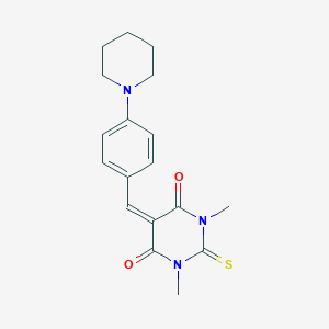 molecular formula C18H21N3O2S B286274 1,3-dimethyl-5-[4-(piperidin-1-yl)benzylidene]-2-thioxodihydropyrimidine-4,6(1H,5H)-dione 