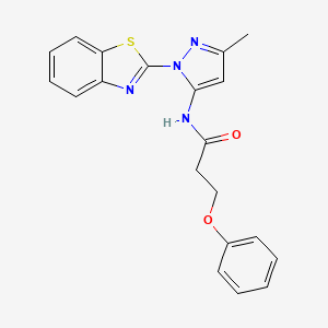 molecular formula C20H18N4O2S B2862744 N-(1-(benzo[d]thiazol-2-yl)-3-methyl-1H-pyrazol-5-yl)-3-phenoxypropanamide CAS No. 1172418-83-5