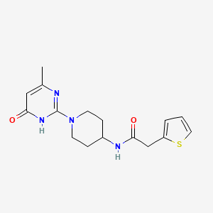 molecular formula C16H20N4O2S B2862749 N-(1-(4-methyl-6-oxo-1,6-dihydropyrimidin-2-yl)piperidin-4-yl)-2-(thiophen-2-yl)acetamide CAS No. 1903777-96-7